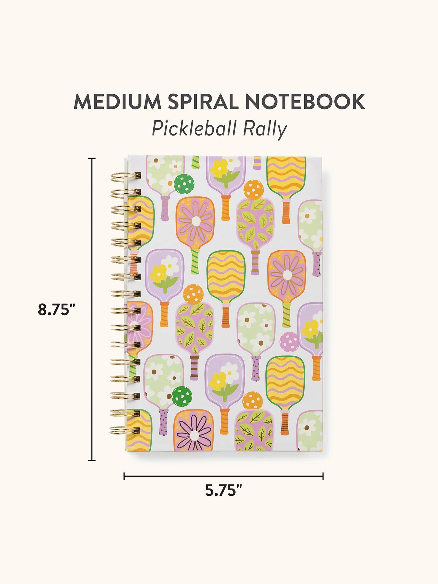 Pickleball Rally Medium Spiral Notebook