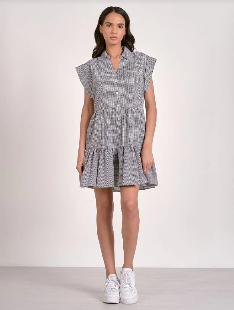 Black Seersucker Babydoll Elan Dress