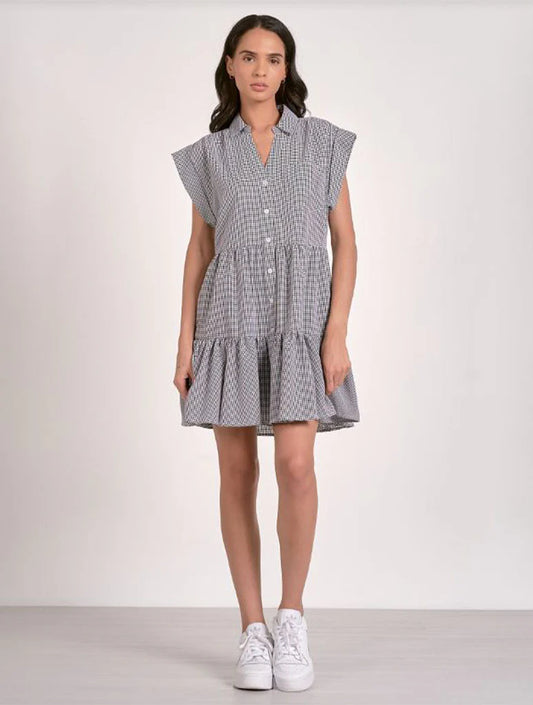 Black Seersucker Babydoll Elan Dress