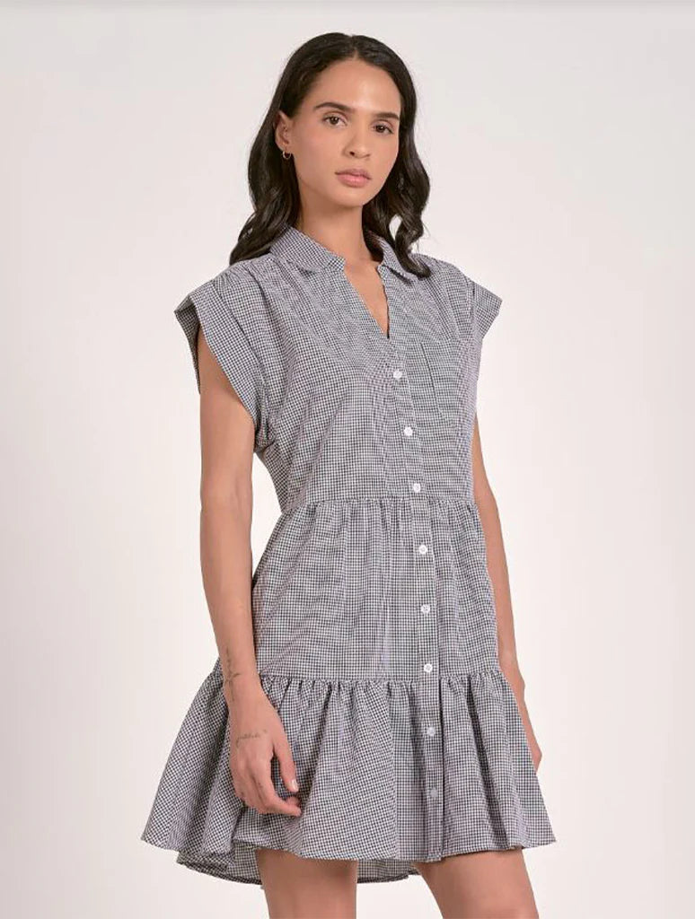 Black Seersucker Babydoll Elan Dress