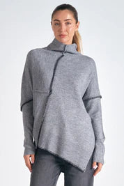 Turtleneck Asymmetrical Sweater Grey