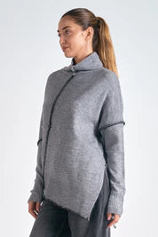 Turtleneck Asymmetrical Sweater Grey