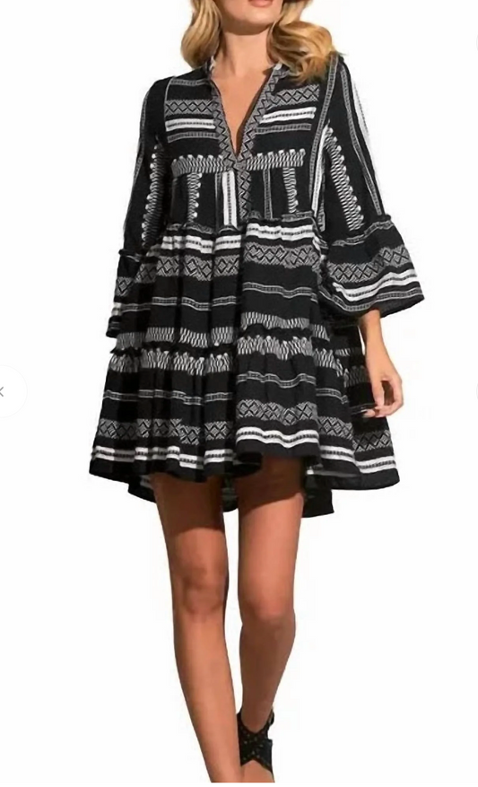 A Line Printed Tiered Dress