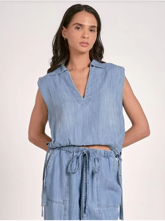 Sleeveless Collared Top