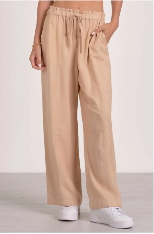 Sand Wide Leg Pants with Drawstring