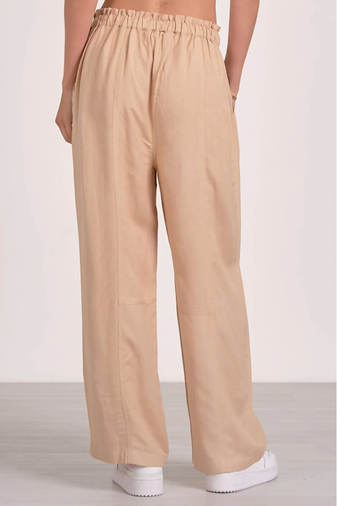 Sand Wide Leg Pants with Drawstring