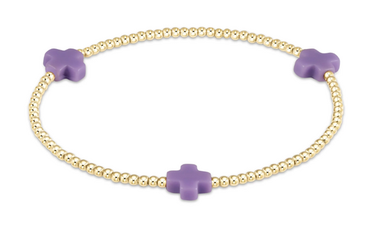 signature cross gold pattern 2mm bead bracelet - purple by enewton