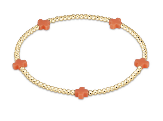 signature cross small gold pattern 2mm bead bracelet - coral by enewton