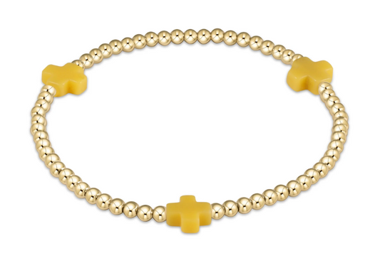 signature cross gold pattern 3mm bead bracelet -  canary by enewton