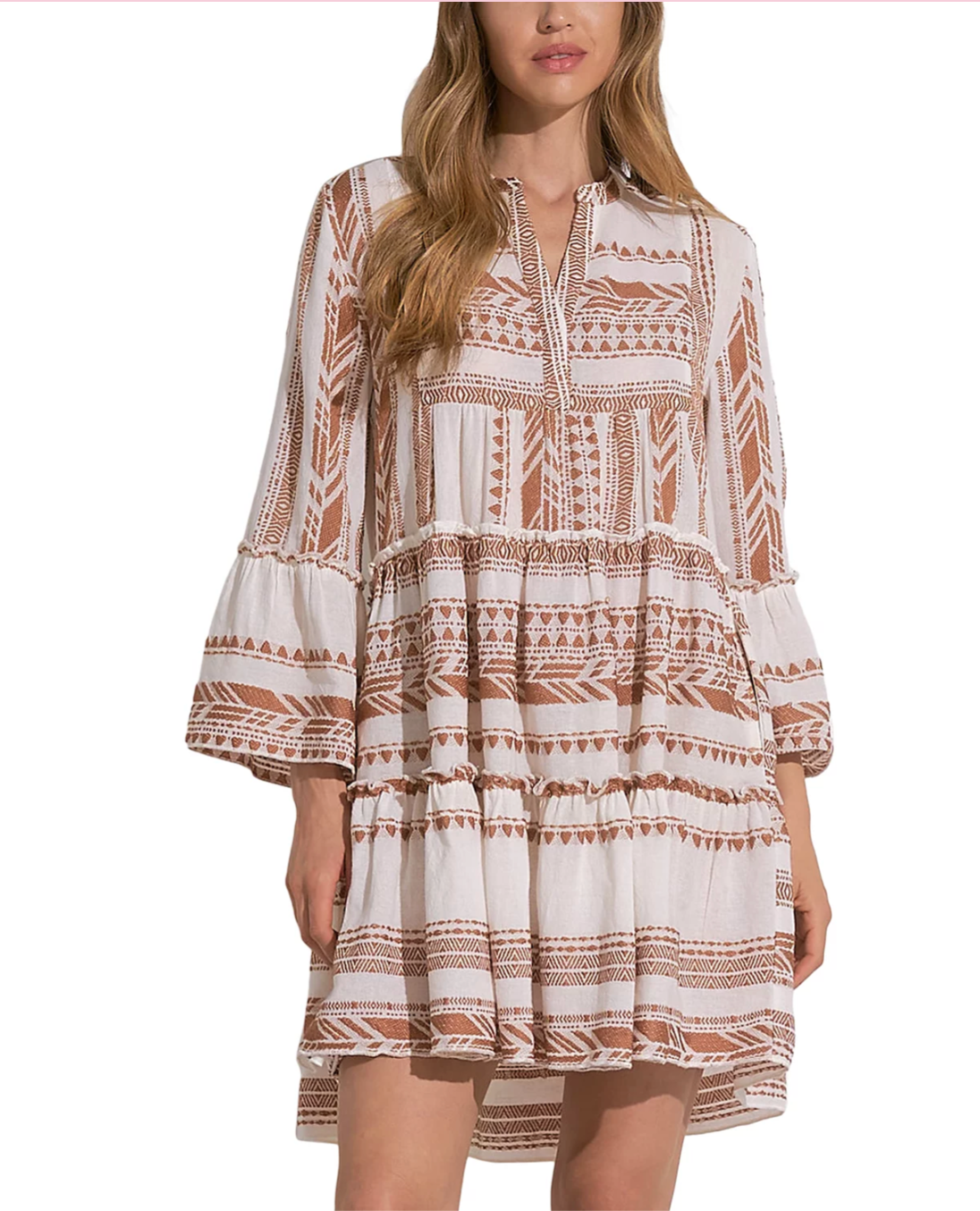 A Line Printed Tiered Dress