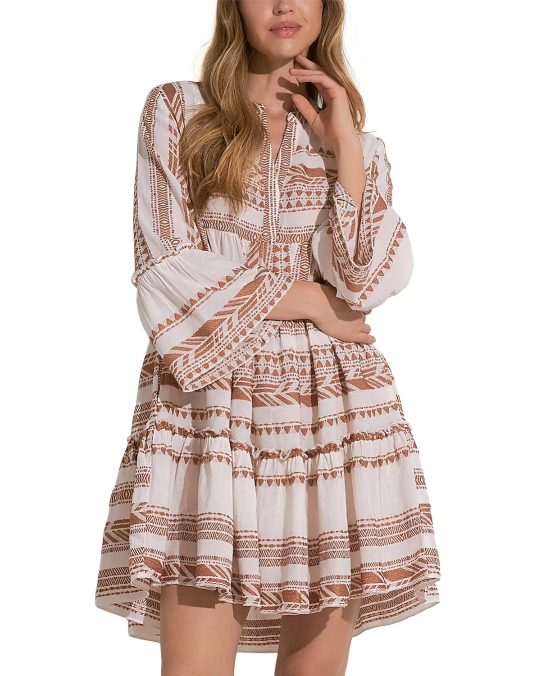 A Line Printed Tiered Dress