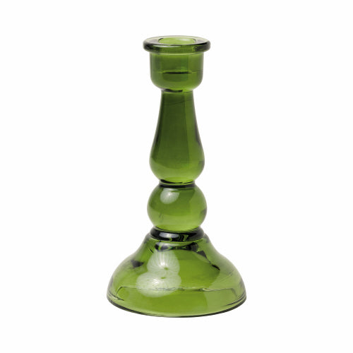 Dark Green - Tall Glass Taper Holder