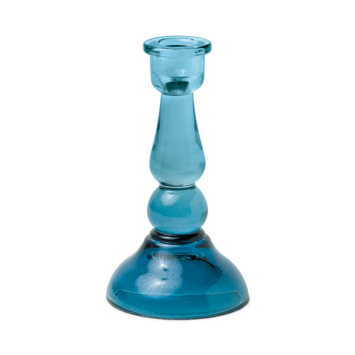 Blue - Tall Glass Taper Holder