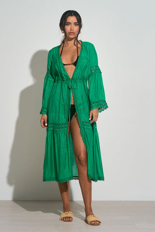 Kimono Lace Coverup Bright Green