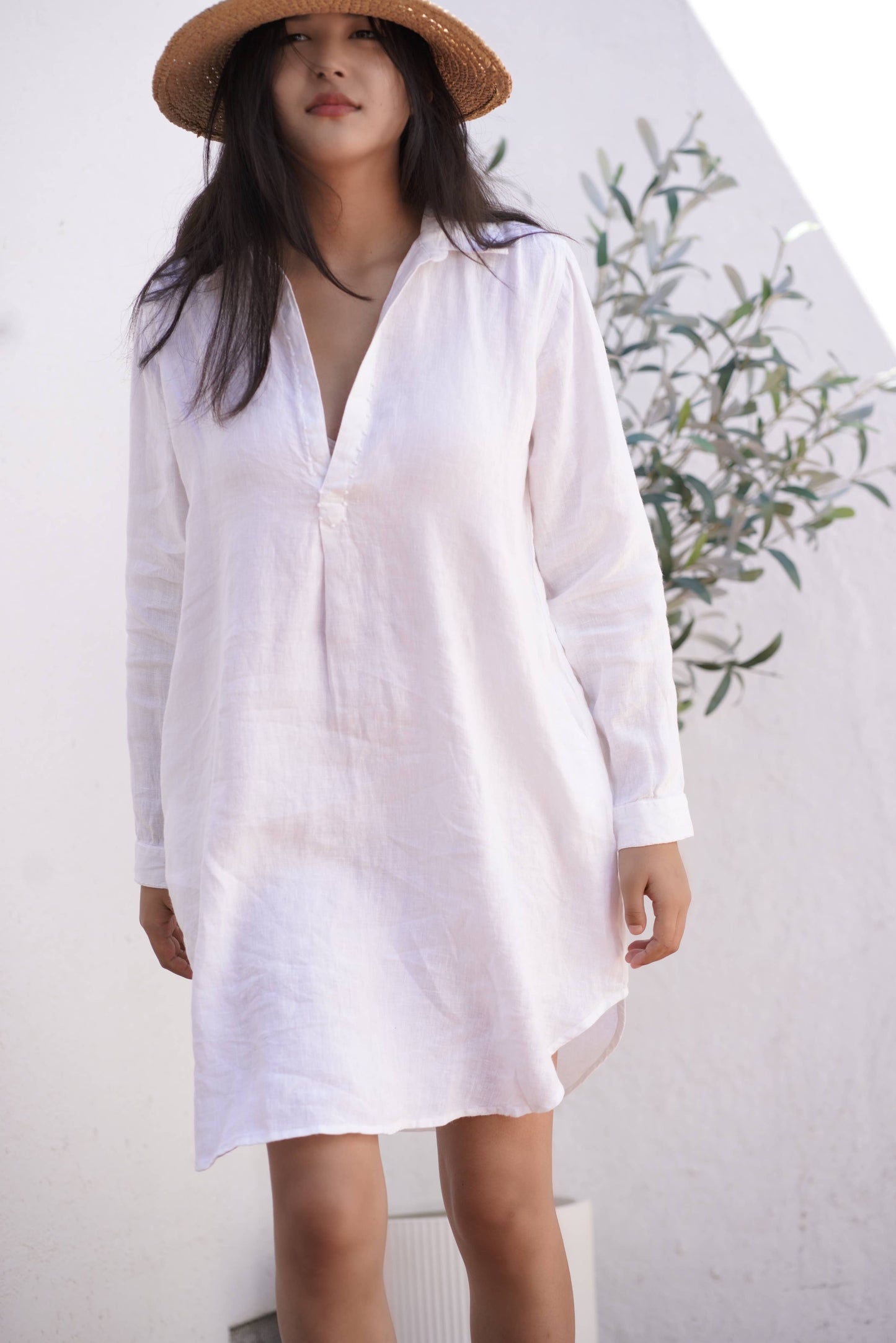 Simone Linen Dress White