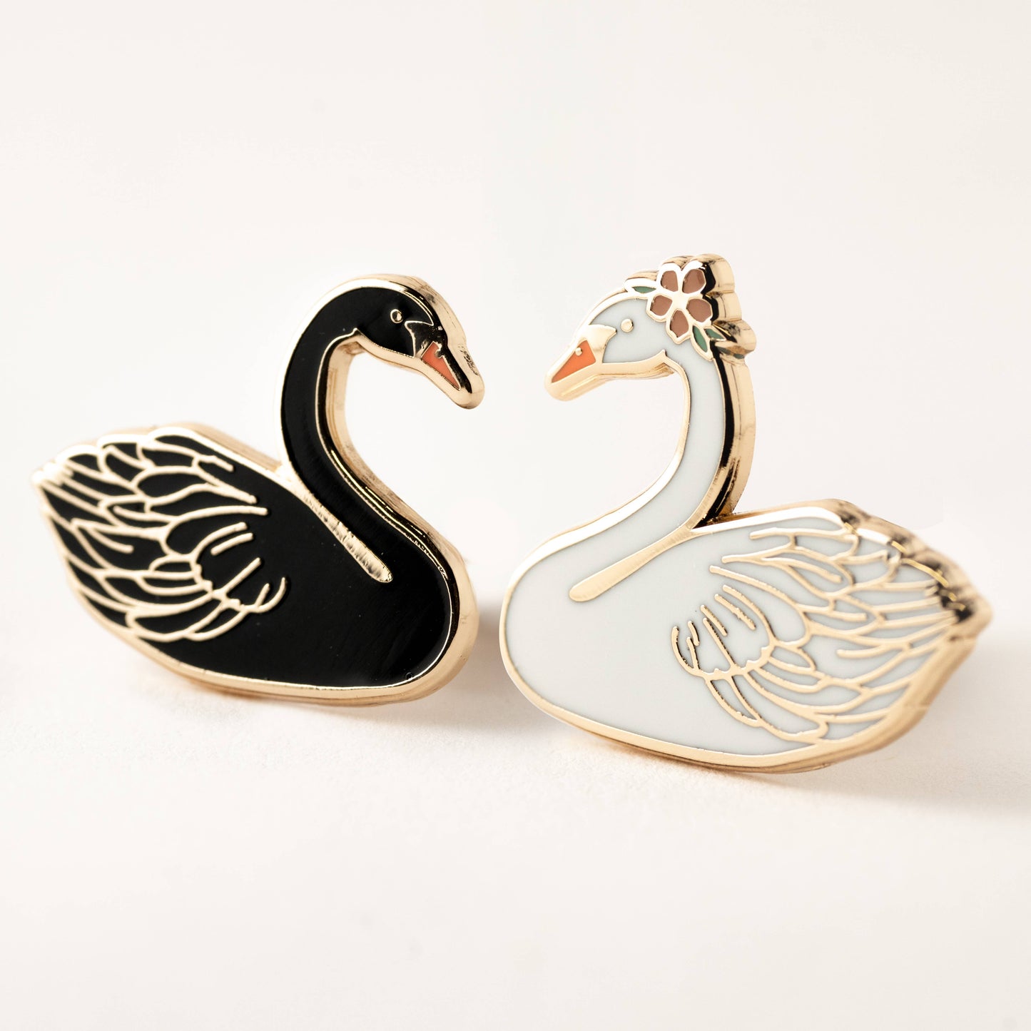 Swans in Love Pin Set  – Romance Gifts, Cute Animal Gifts