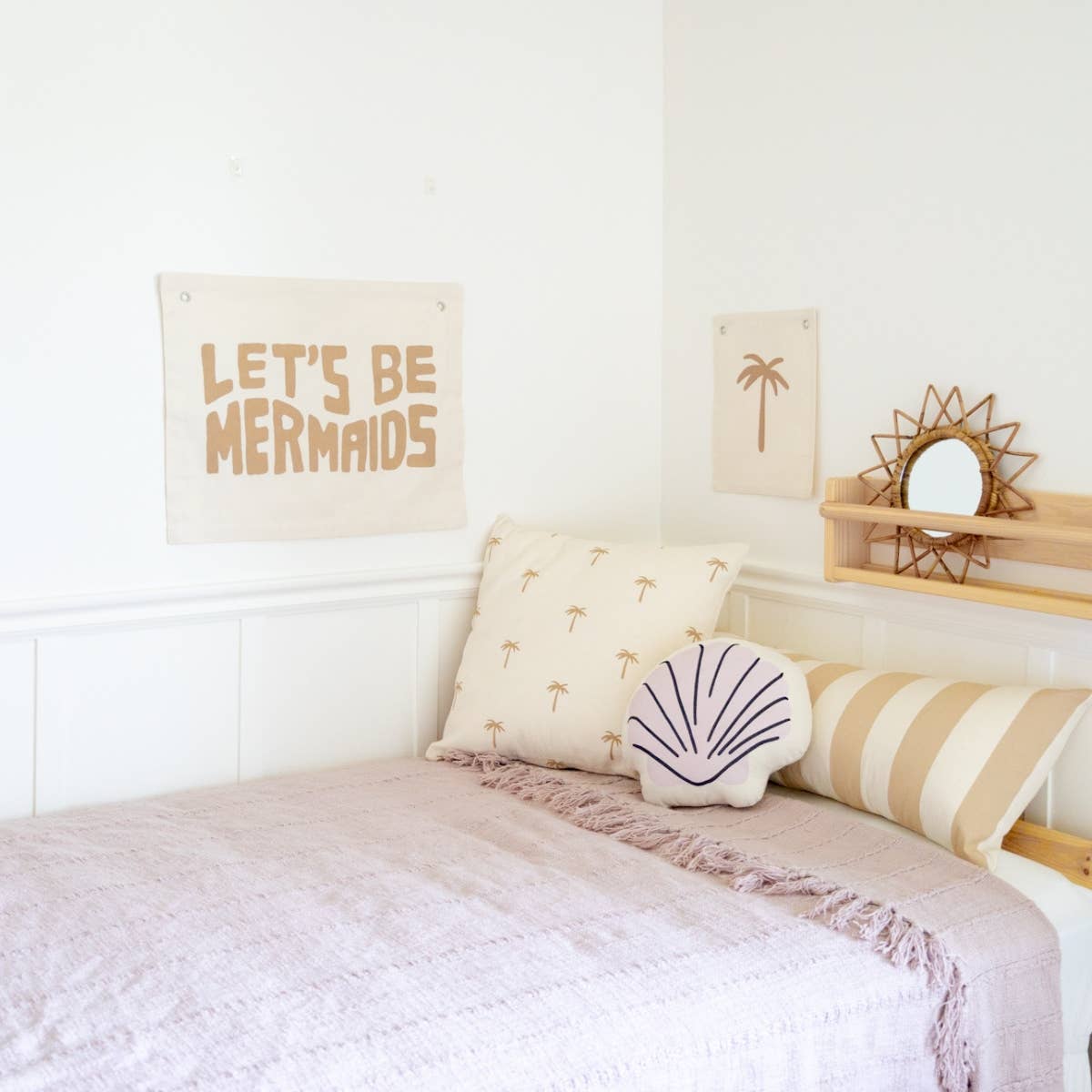 Pink Striped Lumbar -Canvas Pillow Cover