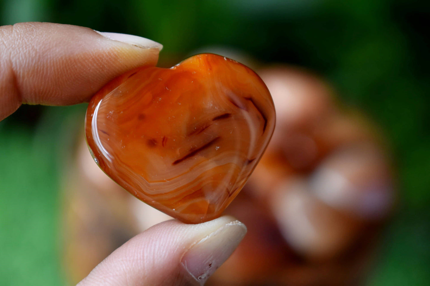 Carnelian Heart Prosperity & Good Luck Puffy Mini Heart Pendant