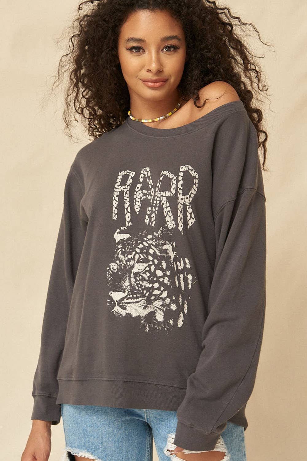 Leopard Vintage Garment Dyed Graphic Sweatshirt