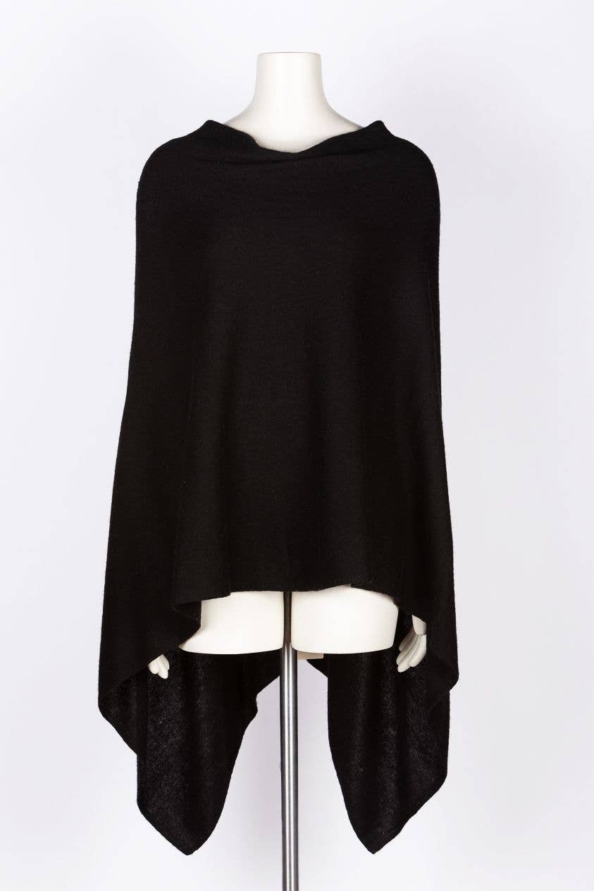 Cashmere Poncho Black