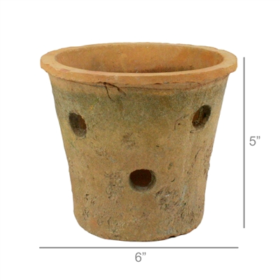 Rustic Terra Cotta Orchid Pot - Antique Red