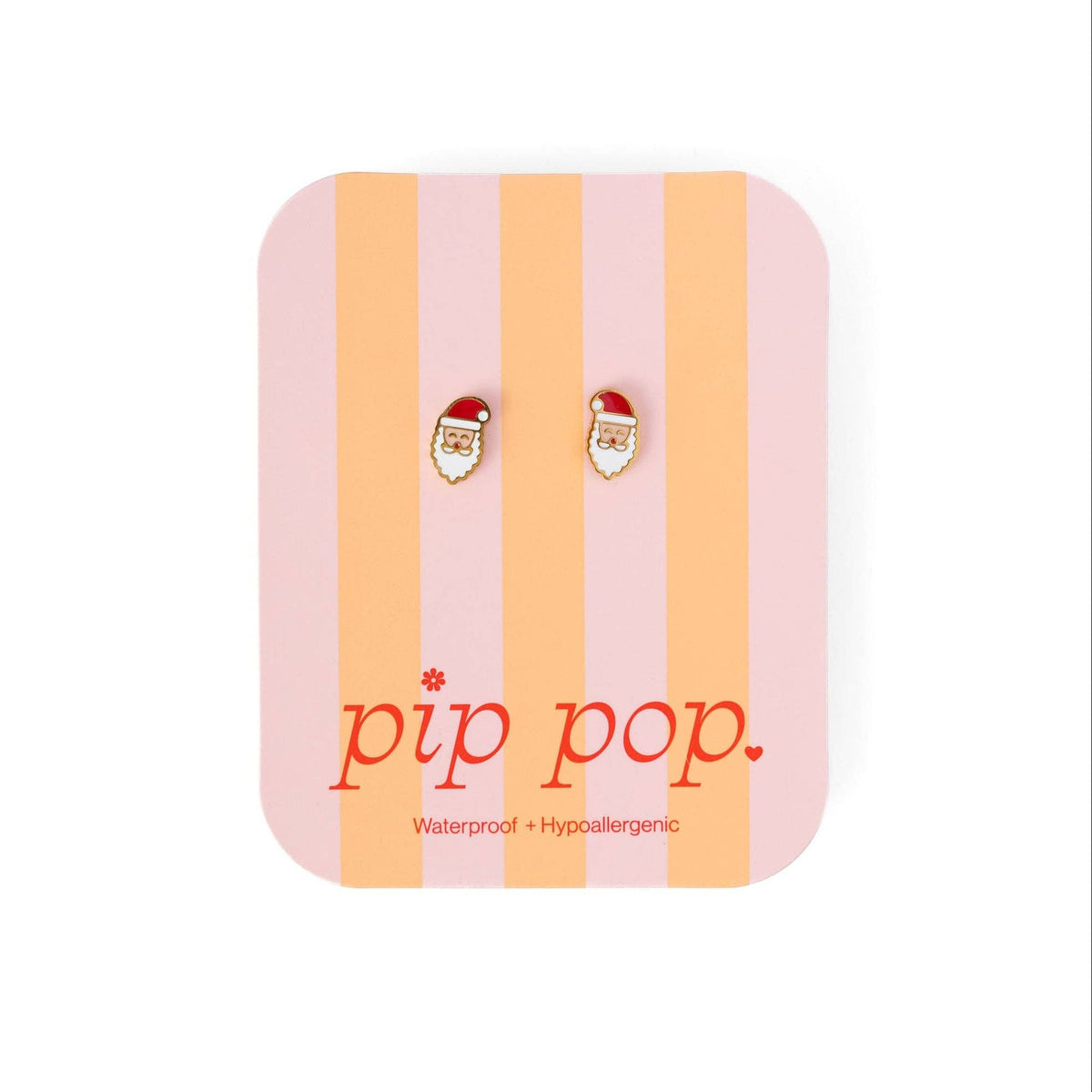 Santa Stud Earrings - Hypoallergenic, Flat Back, Girl Gift