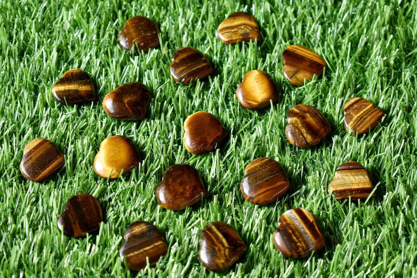 1" Tiger Eye Crystal Puffy Mini Hearts