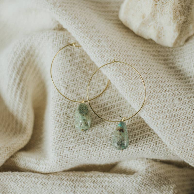 Turquoise Stone Hoops