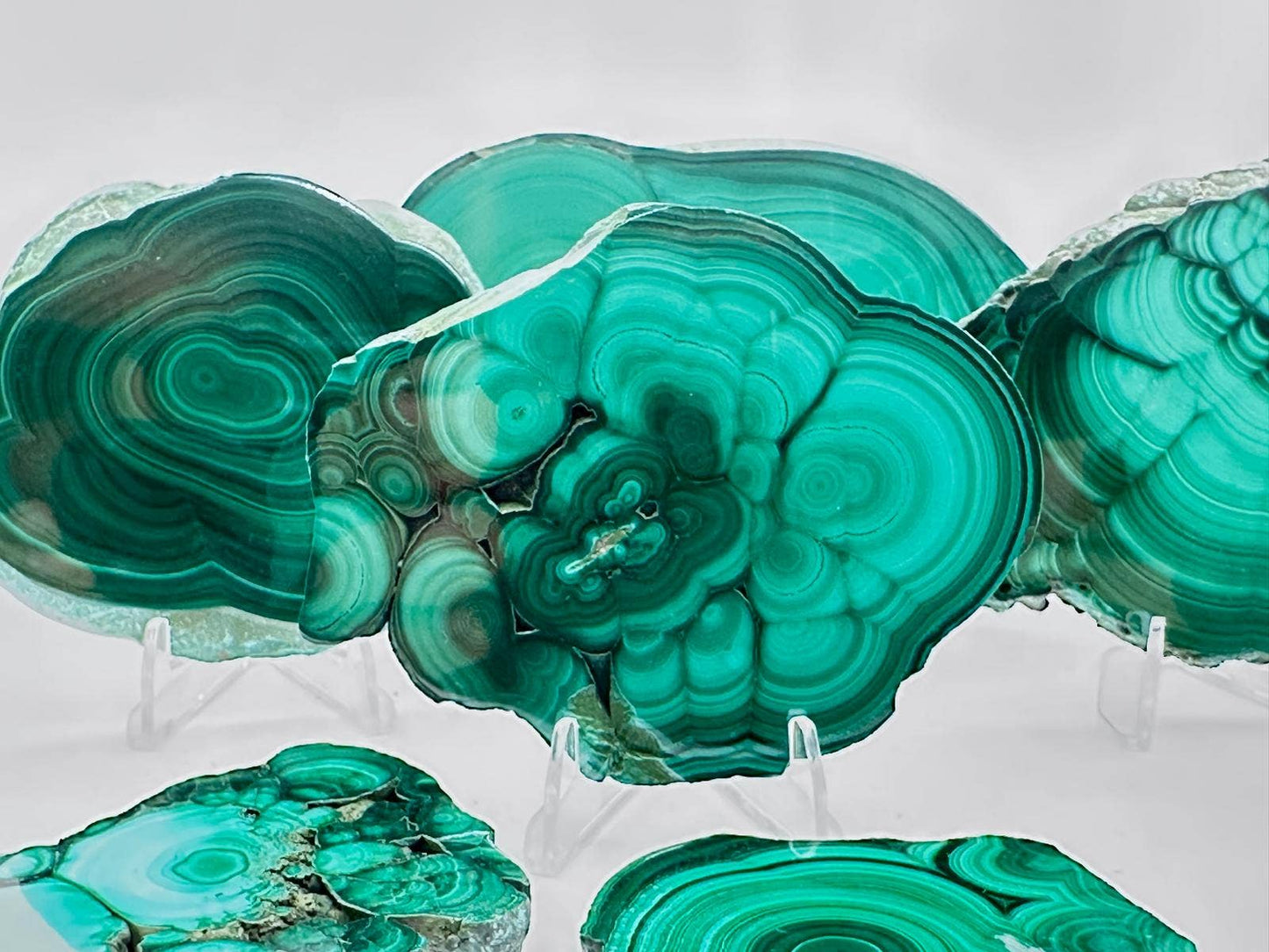 Malachite Slabs with Stands - SELECT PIECES Only AAA Quality