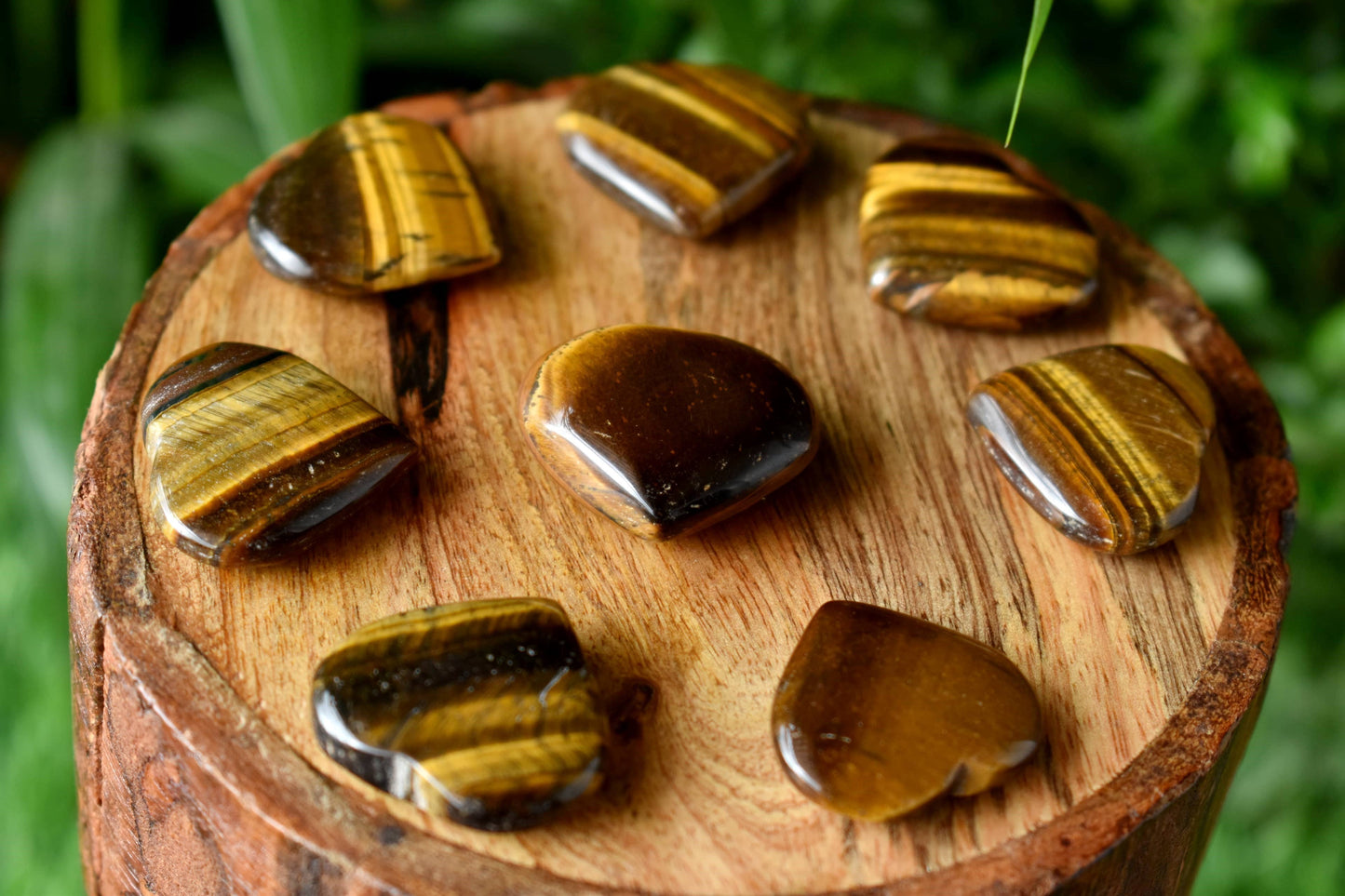 Tiger Eye for Grounding and Protection Puffy Mini Heart Crystal Pendant