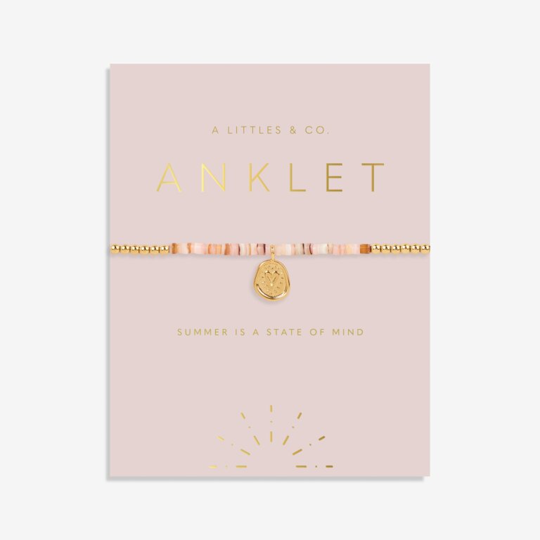 Anklet- Pink Shell Gold Heart