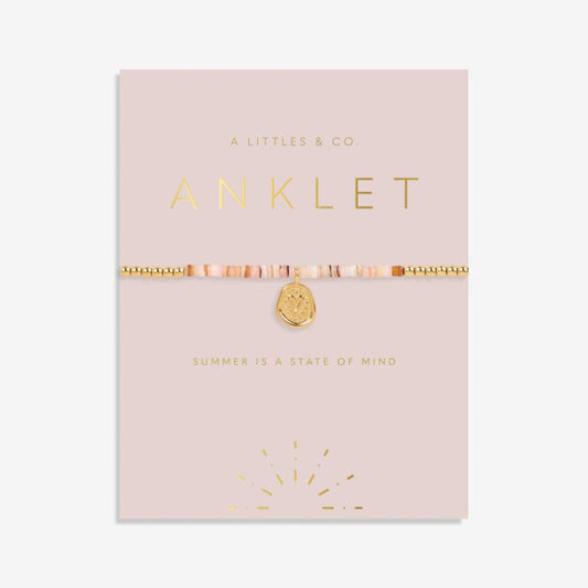 Anklet- Pink Shell Gold Heart