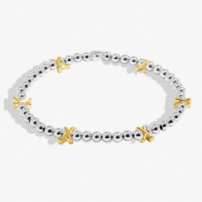 Silver Beads Gold Kisses Bracelet