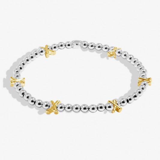 Silver Beads Gold Kisses Bracelet