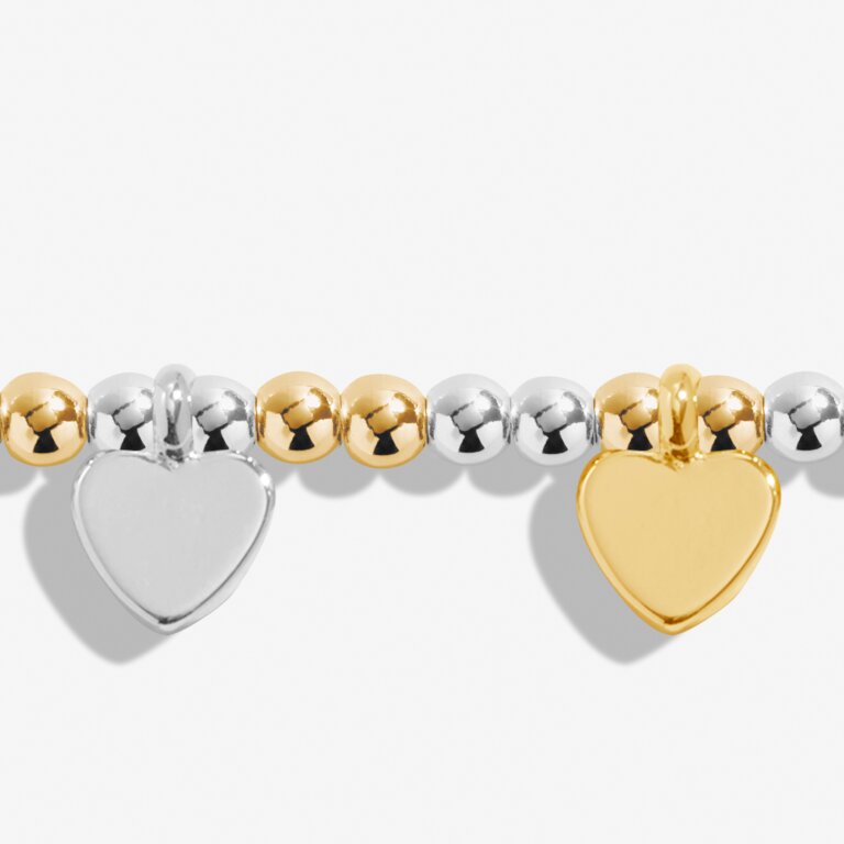 Silver Beads Gold Hearts Bracelet