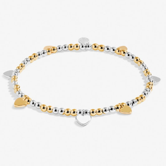 Silver Beads Gold Hearts Bracelet