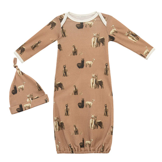 Alpaca Organic Cotton Newborn Gown & Hat