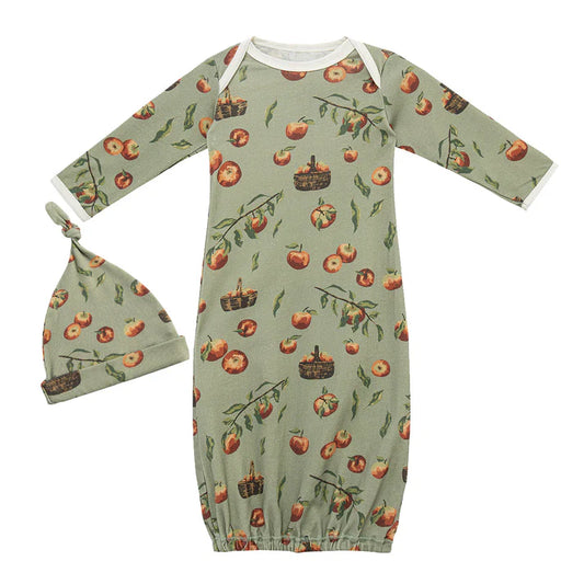 Apple Orchard Organic Cotton Newborn Gown & Hat