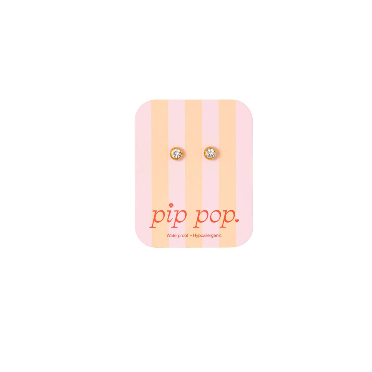 Round Diamond Stud - Hypoallergenic, Flat Back, Girl Gift