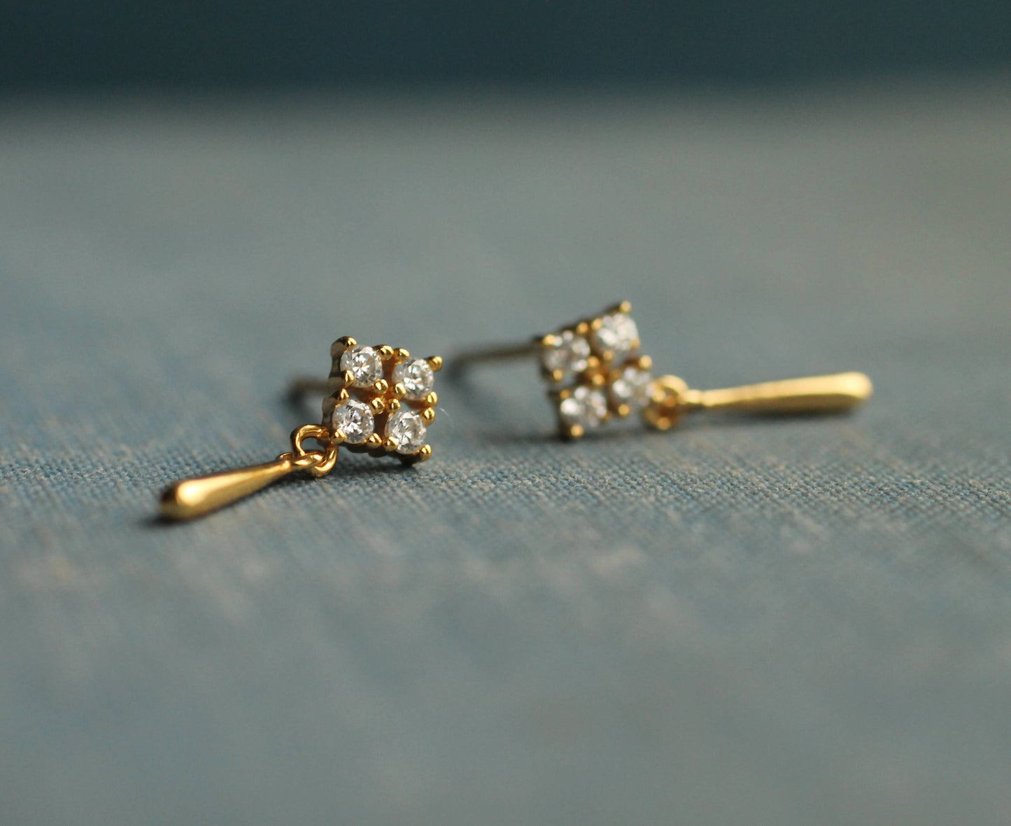 Edwardian Gold Drop Stud Earrings