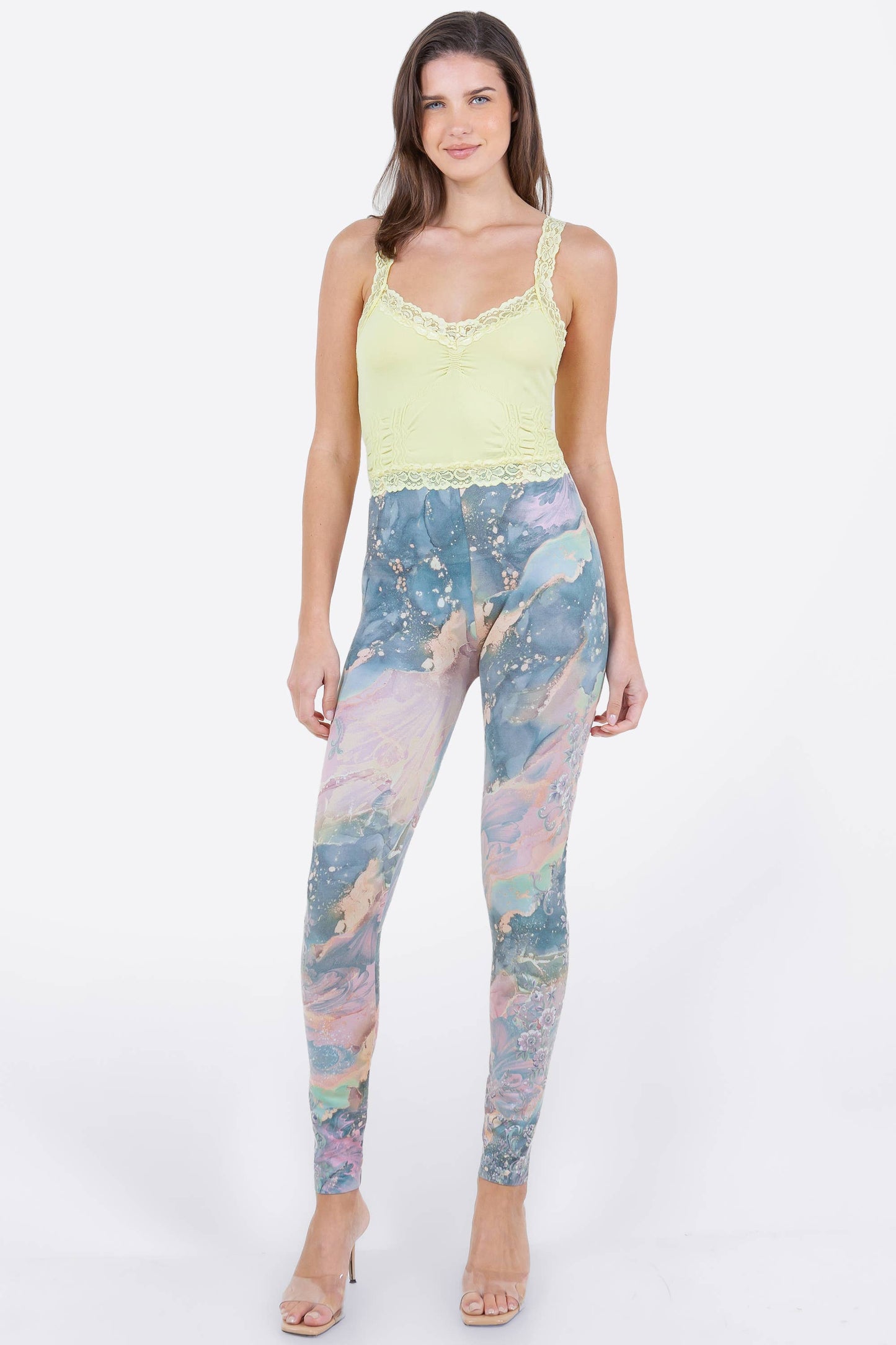 Baroque Marble Legging Print with Floral Runner (HN)