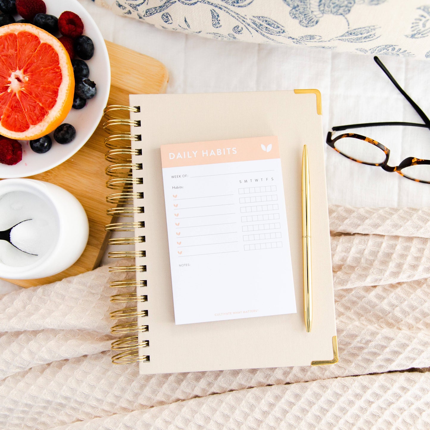 Mini Daily Habits Notepad | Apricot