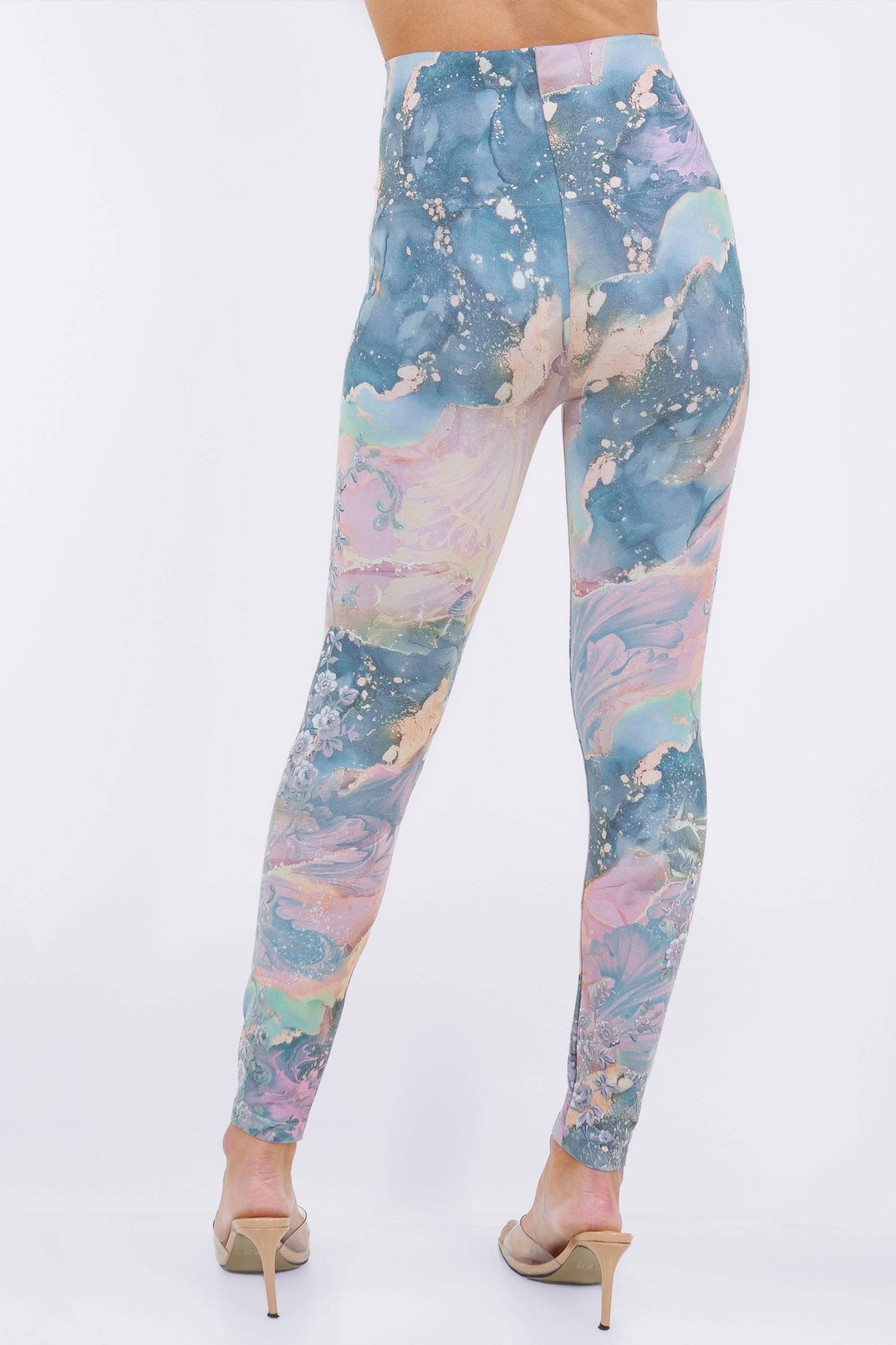 Baroque Marble Legging Print with Floral Runner (HN)