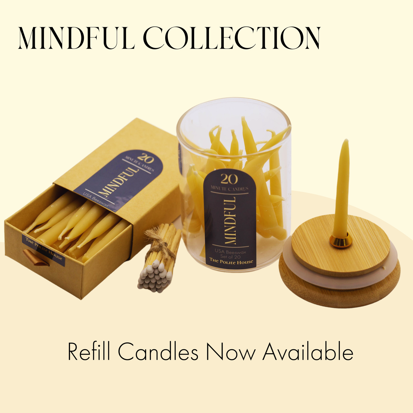 20 Minute Mindful Meditation Beeswax Candle Set