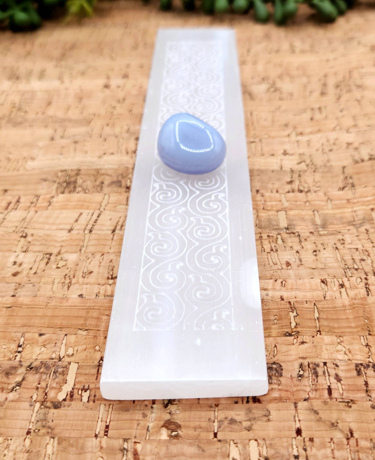 Selenite Charging Bar/Plate - Engraved w/Swirls-Approx. 20cm