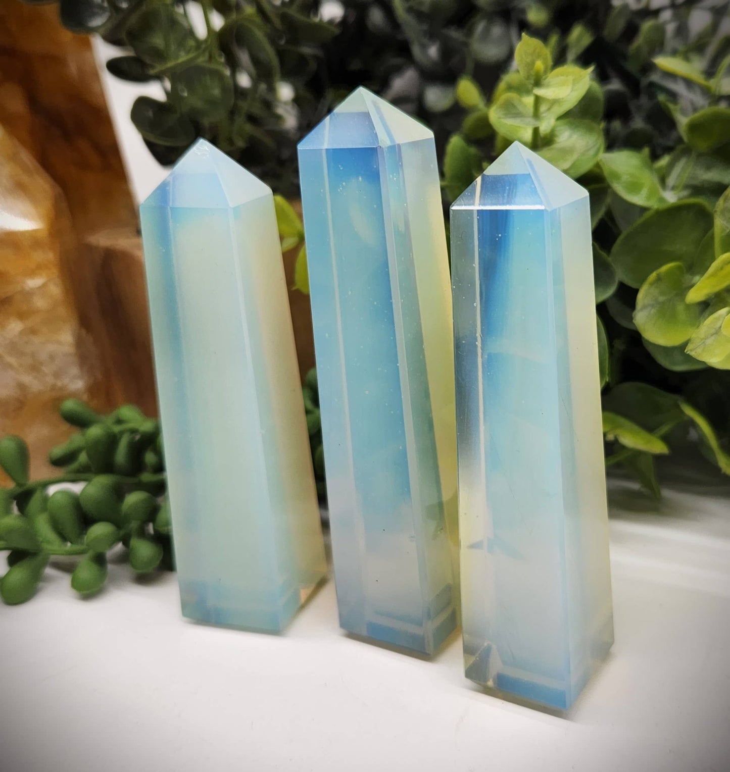 Opalite Gemstone 4-Sided Tower (Approx. 3.5-3.75"/8.9-9.5cm)