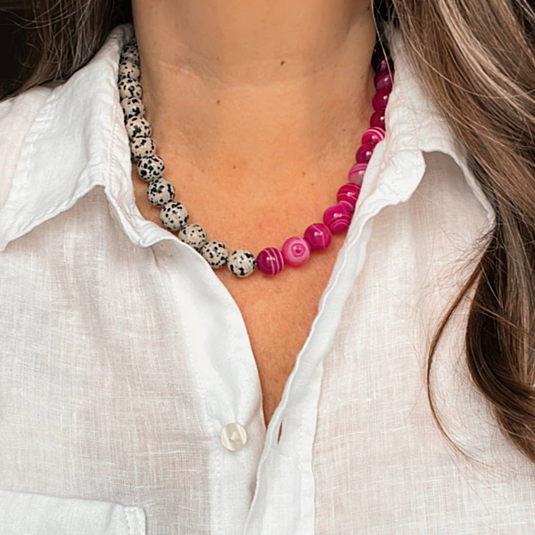 Two-tone Gemstone Gumball Necklaces