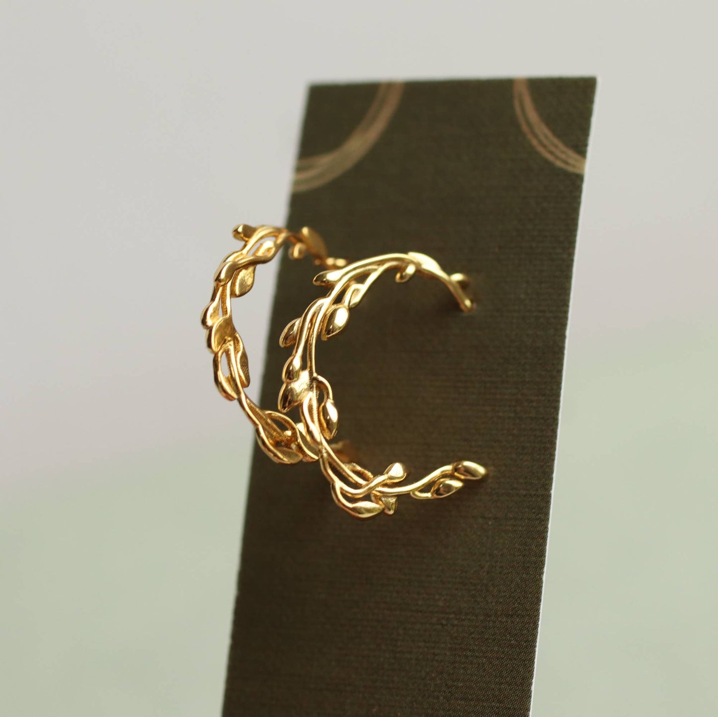 Olive Branch Gold Hoop Earrings