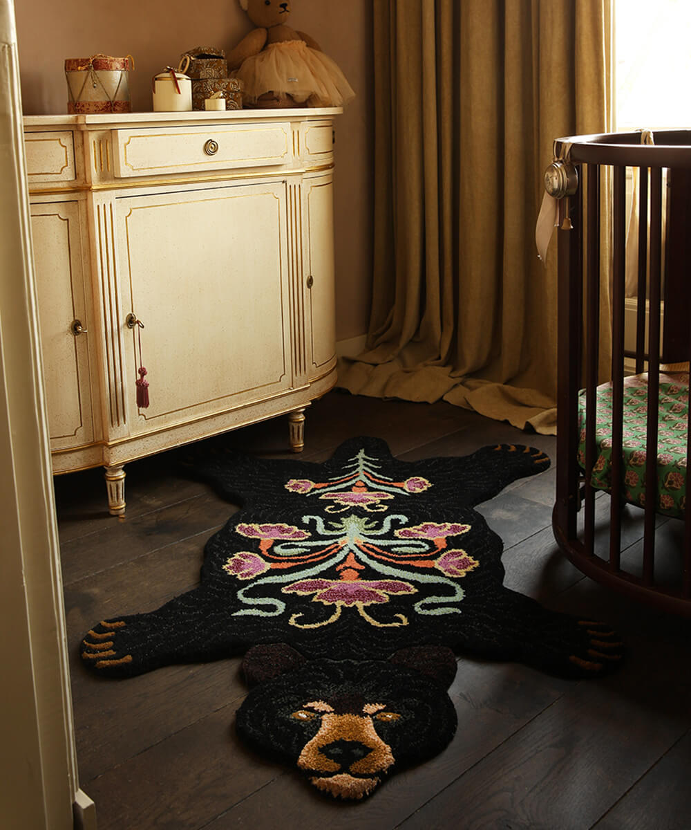 Blooming Black Bear Rug