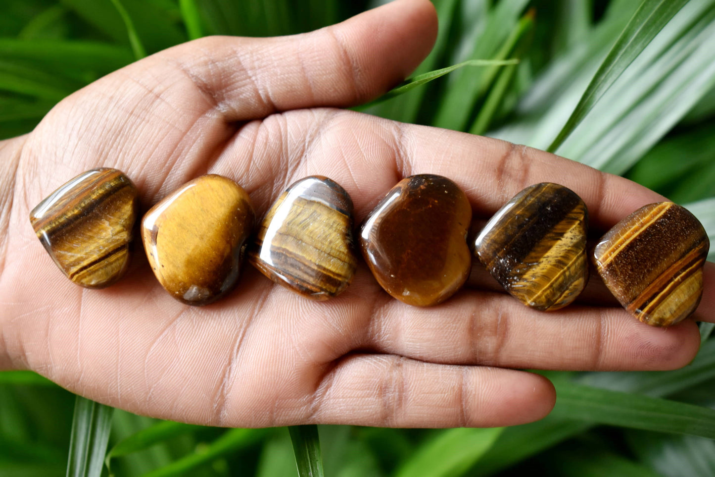 Tiger Eye for Grounding and Protection Puffy Mini Heart Crystal Pendant